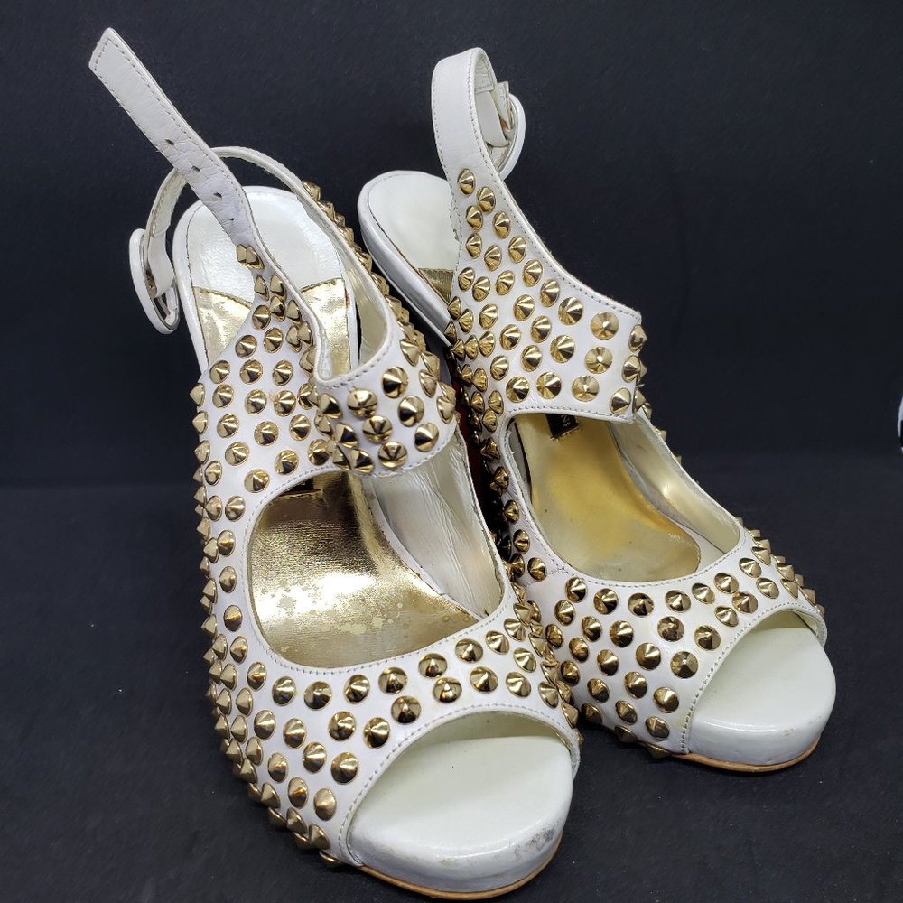 Roberto Fabiani Studded Heels Peep Toe Strappy 37